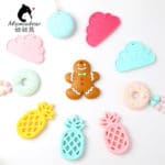 Baby silicone teether ginger cookies teething pineapple chewable cloud toy BPA Free