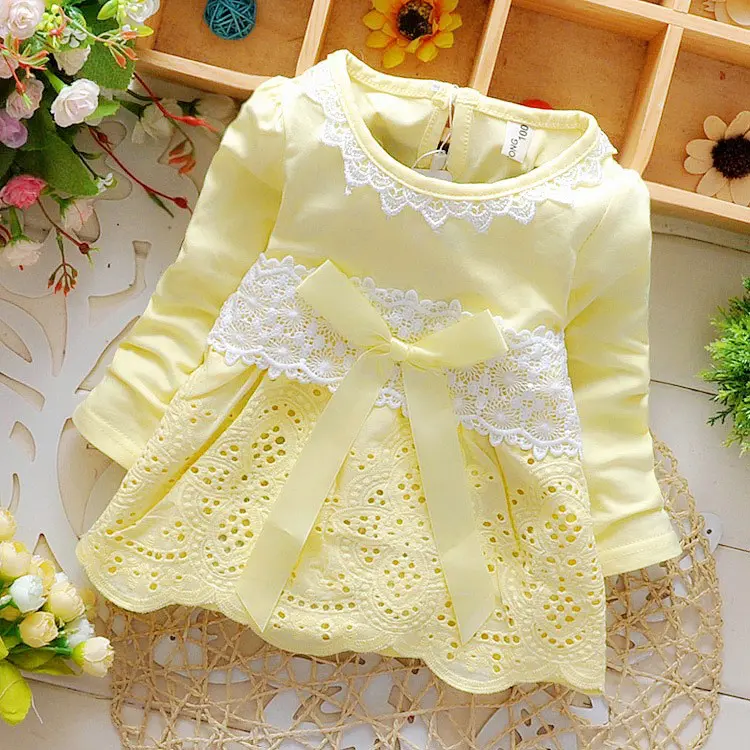 Baptism Free Drop Shipping 2017 New Summer Fashion Four Leave Grass Lace Children Baby Girls Short-sleeved Dress Dresses - Image 4