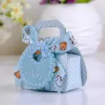 Bear Shape DIY Paper Gift Box Christening Baby Shower Party Favor Boxes Paper Candy Box with Bib Tags & Ribbons12pcs