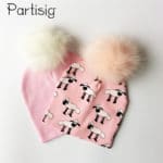 Brand Hat Faux Fur Ball Winter Baby Girl Cap Autumn Winter Hat For Boys Printing Children's Hats Caps
