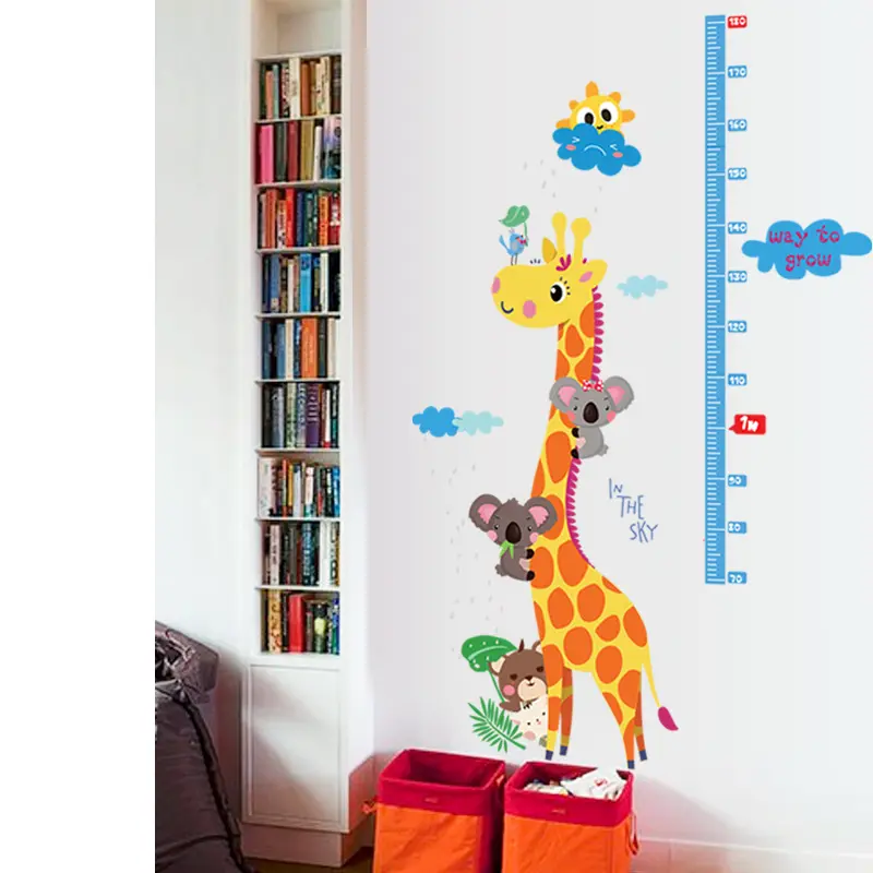 Cartoon Animal Wall Sticker Home Decor Giraffe Growth Chart Height Wall Stickers For Kid Rooms Nursery Baby Wall Art Decals - Image 2