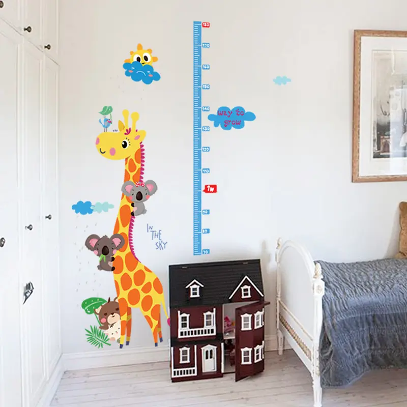 Cartoon Animal Wall Sticker Home Decor Giraffe Growth Chart Height Wall Stickers For Kid Rooms Nursery Baby Wall Art Decals - Image 3
