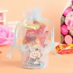 Cartoon Baby Organza Candy Bags Baby Shower Favor bag Pink and Blue Color With Drawstring 12pcs - Image 2