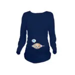 Cartoon Funny Maternity Shirts Pregnancy Long Sleeve Tee Shirt Pregnant Women Autumn Winter Basic T-shirt Tops FJ88 - Image 2