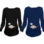 Cartoon Funny Maternity Shirts Pregnancy Long Sleeve Tee Shirt Pregnant Women Autumn Winter Basic T-shirt Tops FJ88