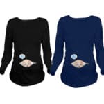 Cartoon Funny Maternity Shirts Pregnancy Long Sleeve Tee Shirt Pregnant Women Autumn Winter Basic T-shirt Tops 88 BM88