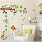 Cartoon Giraffe Monkey Trees height Wall Sticker Baby Room Children Bedroom Wall Stickers Home Decor Wall Art Sticker