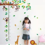 Cartoon Giraffe Monkey Trees height Wall Sticker Baby Room Children Bedroom Wall Stickers Home Decor Wall Art Sticker - Image 4
