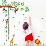 Cartoon Giraffe Monkey Trees height Wall Sticker Baby Room Children Bedroom Wall Stickers Home Decor Wall Art Sticker - Image 5