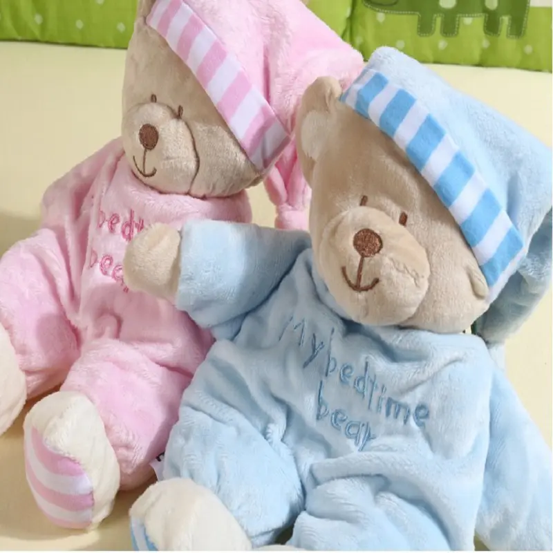 Children's Christmas Gifts 30cm Pink Blue Bear Soft Plush Toy Sleep Bear Baby Placate Toy Gifts for Girls - Image 2