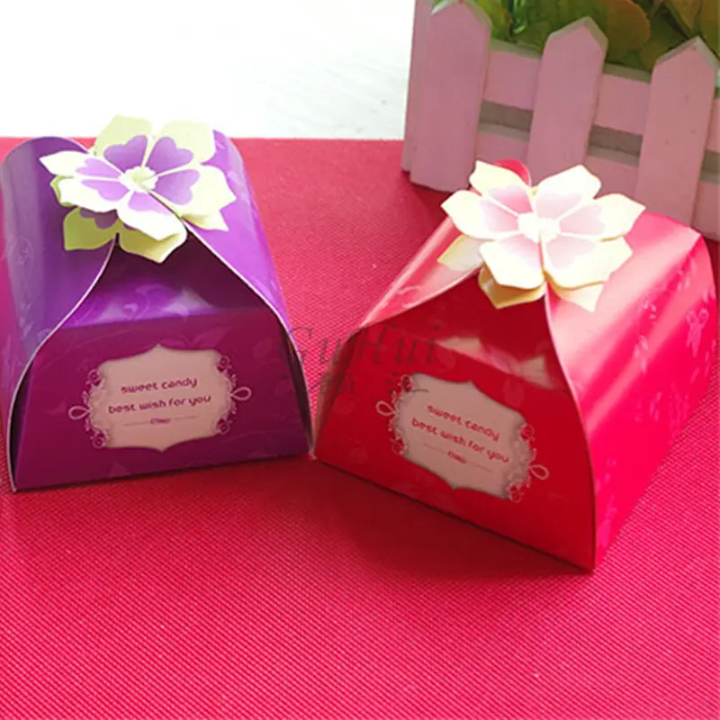 Chinese Retro Lotus Flower Wedding Candy Box Best Wish Gift Red Green Purple Petal Cookies Chocolate Bag Baby Shower Favor - Image 2