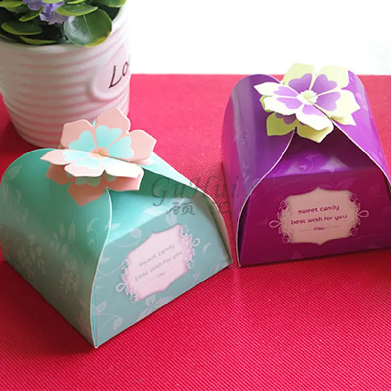 Chinese Retro Lotus Flower Wedding Candy Box Best Wish Gift Red Green Purple Petal Cookies Chocolate Bag Baby Shower Favor - Image 3