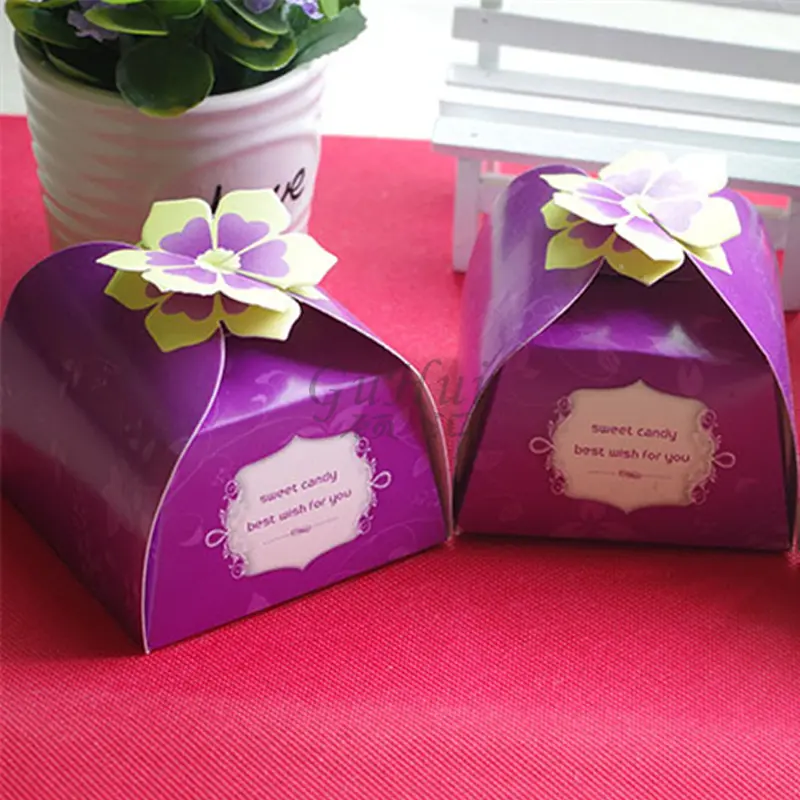 Chinese Retro Lotus Flower Wedding Candy Box Best Wish Gift Red Green Purple Petal Cookies Chocolate Bag Baby Shower Favor - Image 4