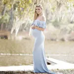 Clobee 2017 Summer New Sheath Ruffle Collar Off Shoulder Sleeveless Maxi Long Maternity Dress Clothes For Photography Props S149
