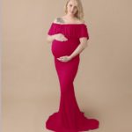 Clobee 2017 Summer New Sheath Ruffle Collar Off Shoulder Sleeveless Maxi Long Maternity Dress Clothes For Photography Props S149 - Image 3