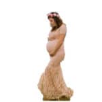 Clobee 2017 Summer V-Neck Lace Patchkork Hollow White Sheat Maxi Long Maternity Dresses Clothes For Pregnancy Photo Shoot S150 - Image 3