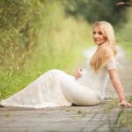 Clobee 2017 Summer V-Neck Lace Patchkork Hollow White Sheat Maxi Long Maternity Dresses Clothes For Pregnancy Photo Shoot S150 - Image 4