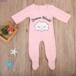 Cotton Toddler Kids Outfits Comfy Newborn Baby Girls Pink Cloud Print Footies Pajamas Sleepwear Pyjamas Clothes Playsuit