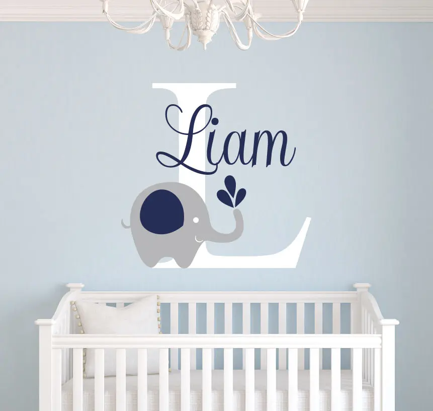 Custom Name Elephant Wall Stickers For Kids Room Personalized Boys Name Bedroom Nursery Wall Art Pic Baby Vinyl Wall Decals J671 - Image 4
