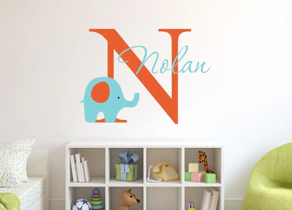 Custom Name Elephant Wall Stickers For Kids Room Personalized Boys Name Bedroom Nursery Wall Art Pic Baby Vinyl Wall Decals J671 - Image 6
