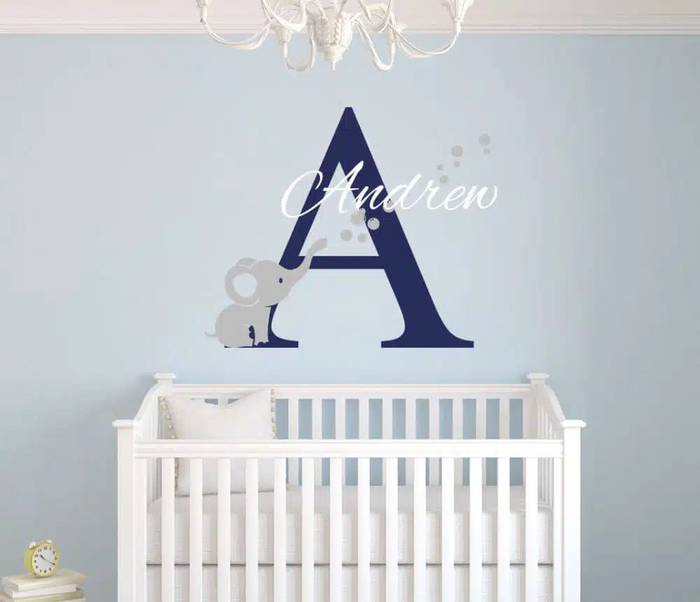Custom Name Elephant Wall Stickers For Kids Room Personalized Boys Name Bedroom Nursery Wall Art Pic Baby Vinyl Wall Decals J671