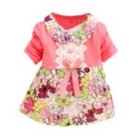 Cute Baby Girls Clothes Kid One-Piece Doll Collar Princess Lace Floral Dress