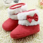 Cute Newborn Infant Baby Girl Bowknot Winter Fleece Soft Crib EVA Snow Boots Shoes Pink Red