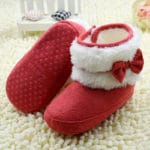 Cute Newborn Infant Baby Girl Bowknot Winter Fleece Soft Crib EVA Snow Boots Shoes Pink Red - Image 4