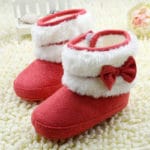 Cute Newborn Infant Baby Girl Bowknot Winter Fleece Soft Crib EVA Snow Boots Shoes Pink Red - Image 5