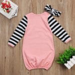 Cute Newborn Infant Baby Girl Outfits Sleepsacks Sleeping Bag Letter Print Striped Sleepwear Headband Set - Image 6