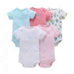 FREE SHIPPING Baby Girls Short Sleeve 5 pcs Bodysuit Pack Clothing Set Bodysuits 6 Months to 24 Months Bebes - Image 2
