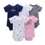 FREE SHIPPING Baby Girls Short Sleeve 5 pcs Bodysuit Pack Clothing Set Bodysuits 6 Months to 24 Months Bebes - Image 3
