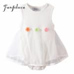 Fanfiluca Three Flower Baby Girl Dress Cotton Soft Lace Newborn Body Suit Baby Romper Clothes - Image 3