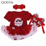 Fashion Christmas Infant Girl Rompers Dress Baby Girls Clothes Sets 3pcs Newborn Cotton Jumpsuit Clothes Santa Claus Bebe Gift