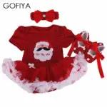 Fashion Christmas Infant Girl Rompers Dress Baby Girls Clothes Sets 3pcs Newborn Cotton Jumpsuit Clothes Santa Claus Bebe Gift