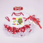 Fashion Christmas Infant Girl Rompers Dress Baby Girls Clothes Sets 3pcs Newborn Cotton Jumpsuit Clothes Santa Claus Bebe Gift - Image 3