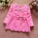 Fashion Spring Autumn Long Sleeve lace beaded Bow baby Party girls kids Children dresses, princess infants Dress Vestido S4630
