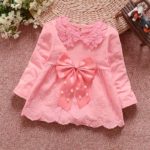 Fashion Spring Autumn Long Sleeve lace beaded Bow baby Party girls kids Children dresses, princess infants Dress Vestido S4630 - Image 3