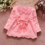 Fashion Spring Autumn Long Sleeve lace beaded Bow baby Party girls kids Children dresses, princess infants Dress Vestido S4630 - Image 3