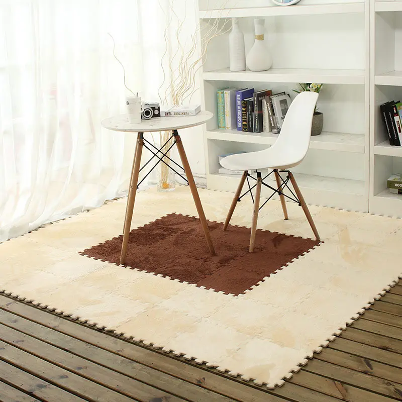 Flannel Puzzle Eva Foam Floor Mat Baby Crawling Cutting Area Rug Soft Plush Play Pad Carpet for Child Kids Living Room Bedroom - Image 3