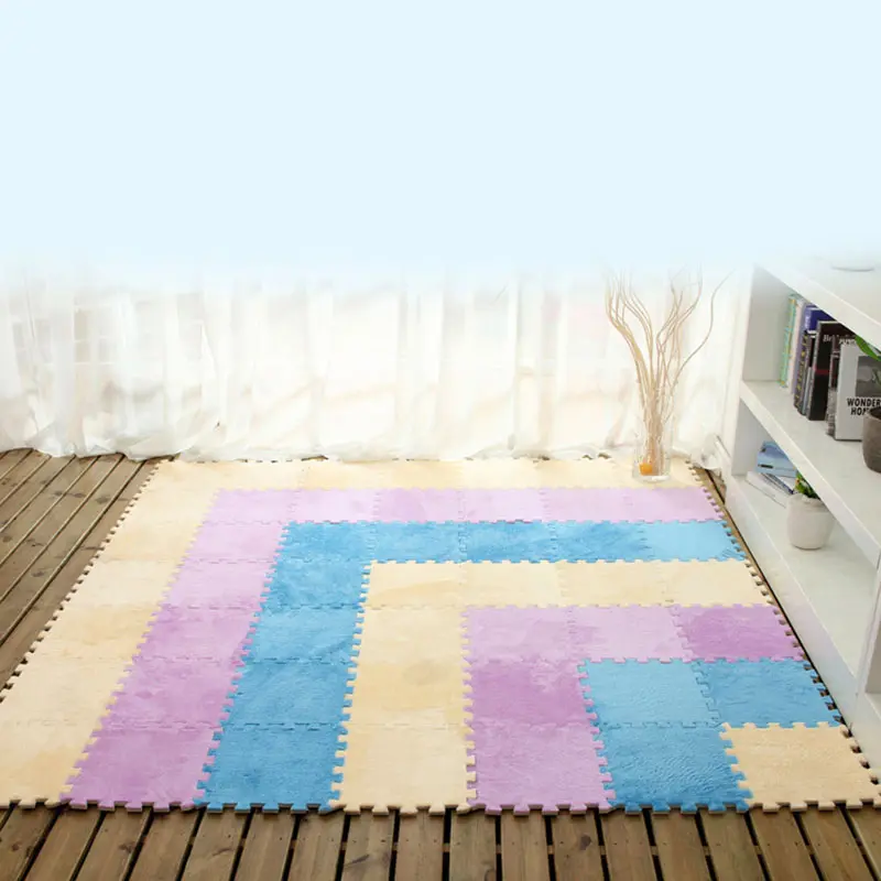 Flannel Puzzle Eva Foam Floor Mat Baby Crawling Cutting Area Rug Soft Plush Play Pad Carpet for Child Kids Living Room Bedroom - Image 6