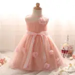 Flower Baby Dresses For Girl Wedding Baby Girl 1 2 Year Birthday Outfits Infant Princess Party Costume New Brand Toddler Clothes