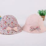 Flower Print Cotton Baby Summer Hat with Bow White/Pink Kids Girl Summer Cap Double Sides can Wear for 1-3 Years 1 PC - Image 2