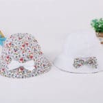 Flower Print Cotton Baby Summer Hat with Bow White/Pink Kids Girl Summer Cap Double Sides can Wear for 1-3 Years 1 PC - Image 3