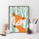 Forest Cute Animals Giraffe Rabbit Bear Fox Canvas Painting Art Print Poster Nursery Wall Picture Kids Baby Room Decor No Frame - Image 3