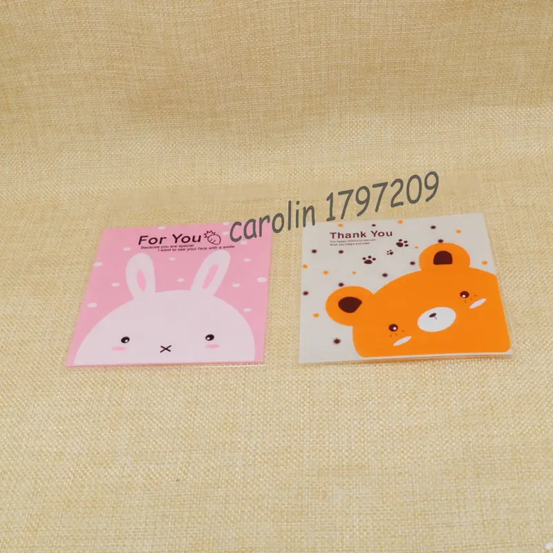 Free Shipping 100pcs/lot Rabbit & bear plastic biscuit packaging bags cookies packing weddinfg cake candy bag baby shower favor - Image 3