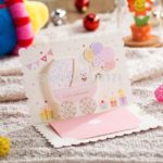 Free Shipping 6pcs/Lot Lovely Invitation Cards 3D Cartoon Baby Shower Invitation Card Baby First Birthday Favor Invitation Card