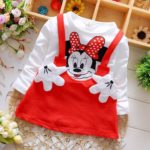 Free shipping 2016 Baby Girls Dress Cute Minnie Long Sleeve Spring Sport Princess Style Party Clothing - Image 2