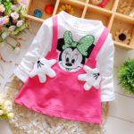 Free shipping 2016 Baby Girls Dress Cute Minnie Long Sleeve Spring Sport Princess Style Party Clothing - Image 3