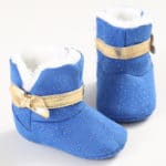 Gold Bow Winter Crib Boots Branded Soft Sole Baby Moccasins Wool Kids Snow Shoes Toddler Sneakers First Walker Warm Dots Booties - Image 2